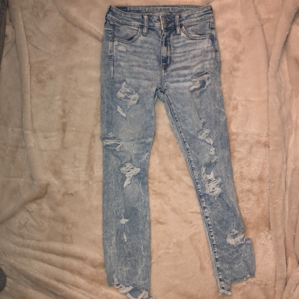 Ripped Acid Wash High Waisted Jeans